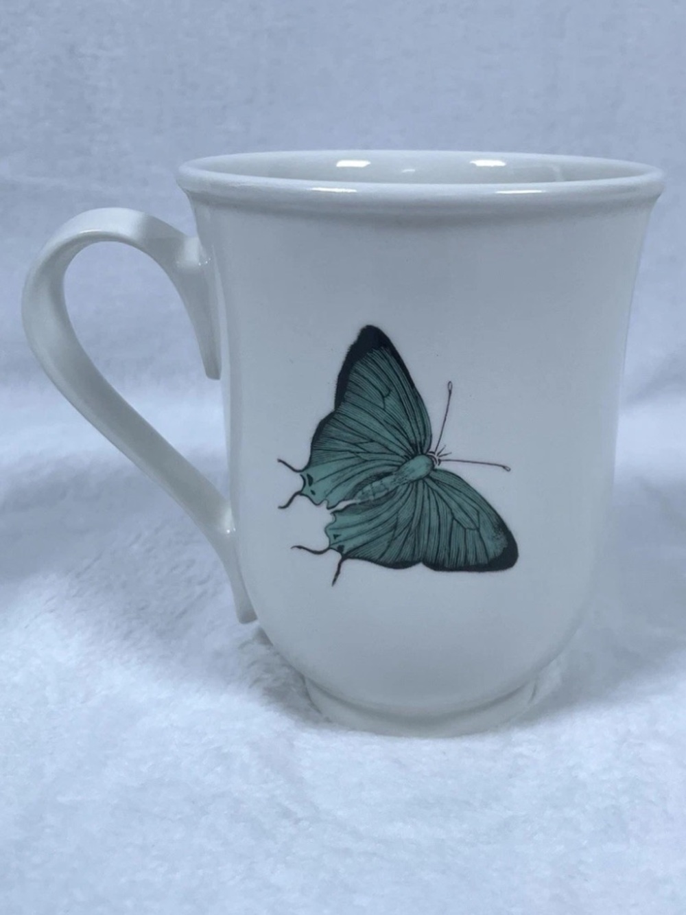 Portmerion Botanic Garden FORGET ME NOT Coffee Footed Beaker Mug BUTTERFLY BACK
